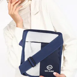 nice purse Blue, White Men & Women Sling Bag - Medium BWSS-picture-27