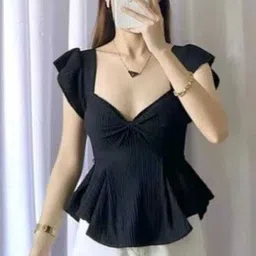 tokyo talkies Casual Regular Sleeves Solid Women Black Top image 2