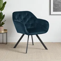 tanush furnitures Ivory Elan Tufted Velvet Accent Chair with Curved Armrest and Black Swivel Base- Royal Blue Colour-picture-25