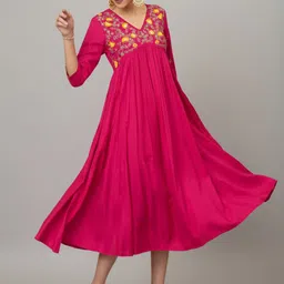 irtiqa Women Embroidered Viscose Rayon Anarkali Kurta image 1