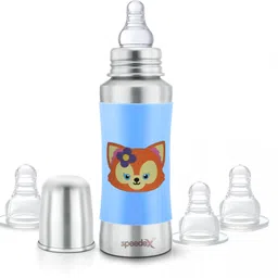 speedex Stainless Steel Baby Feeding Bottle with Internal Marking 3 Extra Nipple Free - 240 ml-picture-13