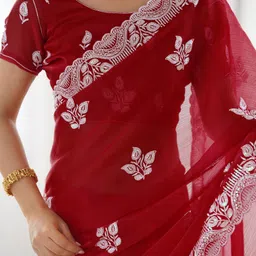 satrani Embroidered, Embellished Bollywood Chiffon Saree image 4