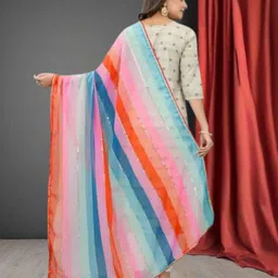 jayu Georgette Striped Multicolor Women Dupatta image 2