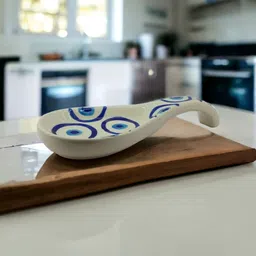 rafoleen Ceramic Spoon Rest Large White Pack of 1 Disposable Ceramic Serving Spoon image 3