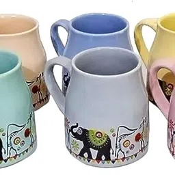 aav world Pack of 6 Ceramic MULTI DESIGN ELEPHANT ART image 3