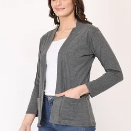 kg best collection Women Full Sleeve Black, Grey Shrug image 3