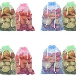 crazygol Multi-purpose Vegetables Fruits Mesh Fridge Storage Bag Double Layered Pack of 18 Grocery Bags image 2