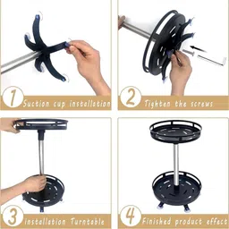 aordey Containers Kitchen Rack Rotating Spice Rack Organiser, Non-Slip Lazy Spice Holder Organizer for Kitchen Steel image 5