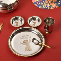 chakmak Pack of 5 Stainless Steel Fusion Kids Thali Dinner Set-picture-25