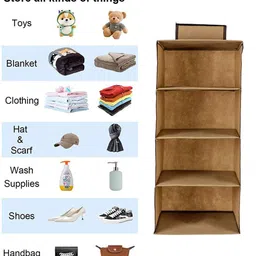 shrey creation 4 Shelf Clothes Hanging Organizer, Shoes Storage Wardrobe-(L-28 W-28 H-80 CM) Closet Organizer image 2