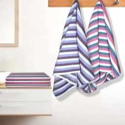 athom living Multicolour Cotton Striped 220 GSM Bath Towels 5 Pc-picture-37