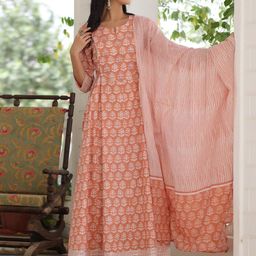 PIROH women pink Floral Ethnic Maxi Dress-picture-12