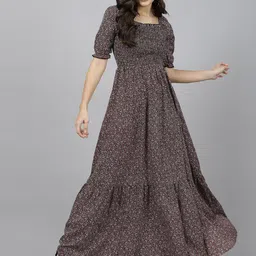 aayu Floral Print Puff Sleeve Maxi Dress-image-48