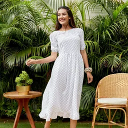 NANGALIA RUCHIRA Polka Dot Printed Cotton Midi Dress-picture-11