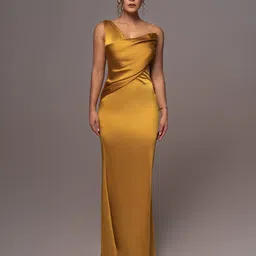 Bee Boe Asymmetric Neck Satin Maxi Dress-image-18