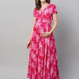 MomToBe Tie and Dye Print Maternity Fit & Flare Sustainable Dress-picture-27