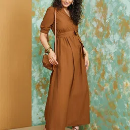 Styli Puff Sleeved Belted Cotton Maxi Dress-picture-40