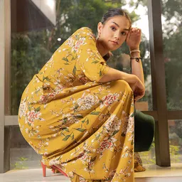 Tokyo Talkies Women Mustard Yellow Floral Print Maxi Dress-picture-20