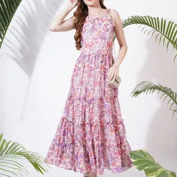 Fbella Floral Print Georgette Maxi Dress-picture-11