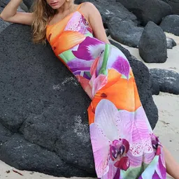 StyleCast x Revolte Floral Print Georgette Maxi Dress image 1