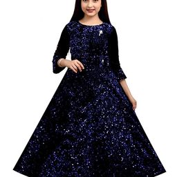 BAESD Girls Embellished Round Neck Applique Flared Fit & Flare Maxi Dress-picture-44