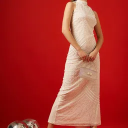 STREET 9 Embellished Sleeves Net Maxi Dress image 2