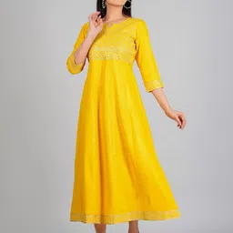 Radhika Fashion Sequined Embroidered Fit and Flare Ethnic Dress image 3