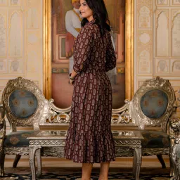 Nayo Ethnic Motifs Print Cotton A-Line Maxi Dress image 4