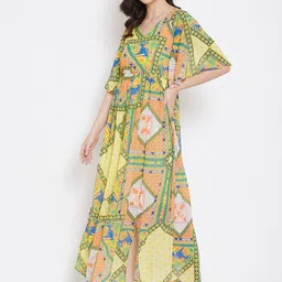 BAESD Abstract Printed V-Neck Flared Sleeves Maxi Dress image 4