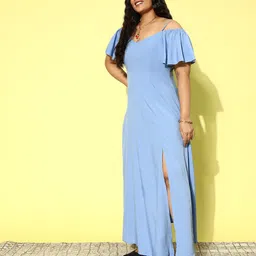 Berrylush Curve Plus Size Off-Shoulder Crepe Maxi Dress image 4