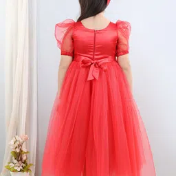 Toy Balloon kids Red Flutter Sleeve Net Fit & Flare Maxi Dress image 2