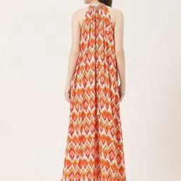 Moomaya Geometric Printed Halter Neck Maxi A-Line Dress image 5
