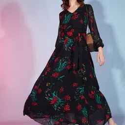 DressBerry Floral Printed Georgette Maxi Dress-picture-12