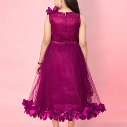 Muhuratam Girls Self Design Net Maxi Dress image 3