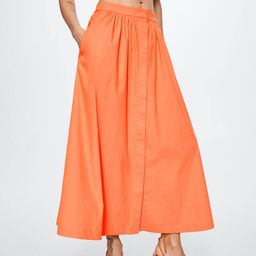 MANGO Coral Orange Solid Flared Maxi Skirt-picture-29