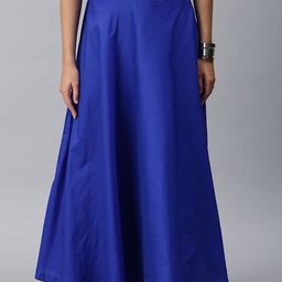De Moza Women Blue Solid Loose-Fit Flared Maxi Skirt-picture-46