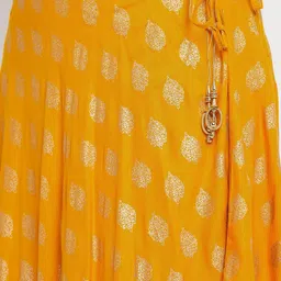 Clora Creation Women Mustard Yellow & Gold-Coloured Printed Flared Maxi Skirt image 2