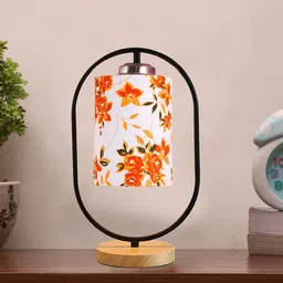 new era Multicolour Cotton Table Lamp With Wood Base image 2