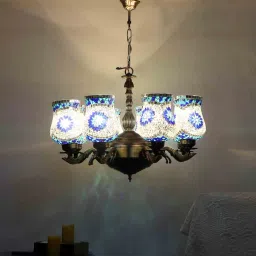 new era Gerard Multicolour Iron 8 Lights Chandelier image 1