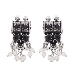 AQUASTREET JEWELS Silver-Plated & Black Stone Studded & Beaded Oxidised Jewellery Set image 5