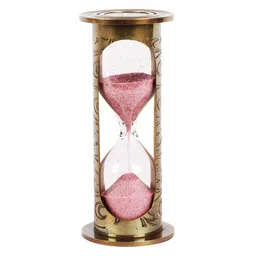 exim decor Pink Brass Carving Tube Type Sand Timer image 2
