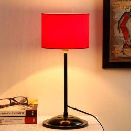 new era Drum Designer Stick Pipe Red Cotton Shade Table Lamp with Black Base-picture-27