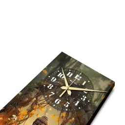 olive tree Multicolour Rectangle 24 Inches Wooden Wall Clock (Buddha) image 2