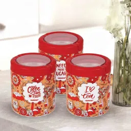 trueware STC 750Ml Red Plastic (Set of 3) Airtight Container image 1