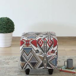 casacraft from pepperfry Jean Fabric Seating Stool In Provincial Teak Finish-picture-7