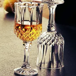 crom (Pack of 2) 100% crystal Clear Elegant Reg Wine 220 ml set of 2 Glass Set (220 ml, Glass) Glass Set Water/Juice Glass image 3