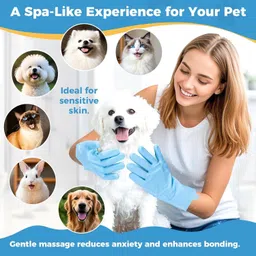 rbgiit Reusable Silicone Pet Grooming Gloves for Deshedding, Bath & Relaxation Grooming Gloves for Cow, Dog & Cat, Horse, Donkey, Rabbit, Monkey, Miniature Pig, Turtle image 3