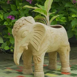 swadeh Beige Traditional Elephant Clay Planter image 4