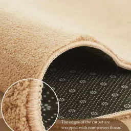 obsessions Beige Solid Polyester 5x8 Feet Machine Made Carpet image 4