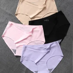 otizem Pack of 4 Women Hipster Red, Black, Blue, Brown, Light Green, Maroon, Orange, Pink, Purple Panty-picture-10